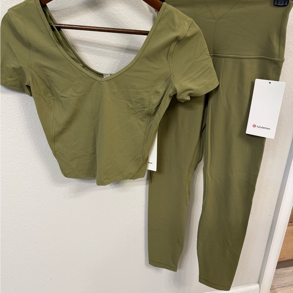 Lululemon Athletica Align Top and HR Pant 25" in Olive Set